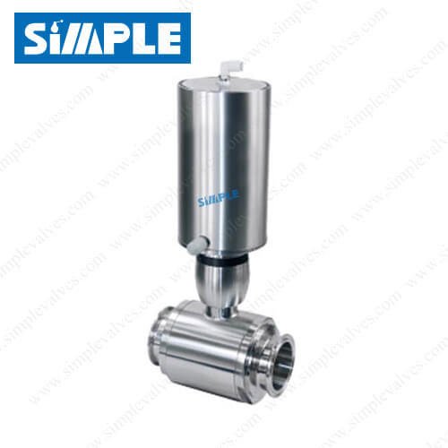4. Sanitary Stainless Steel Ball Valves, Full Port Design, Pneumatic Type with Vertical Actuator