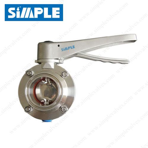 1.5" Sanitary Butterfly Valve 304 Stainless Steel Tri-Clamp Silicone Sealing 2Pc 