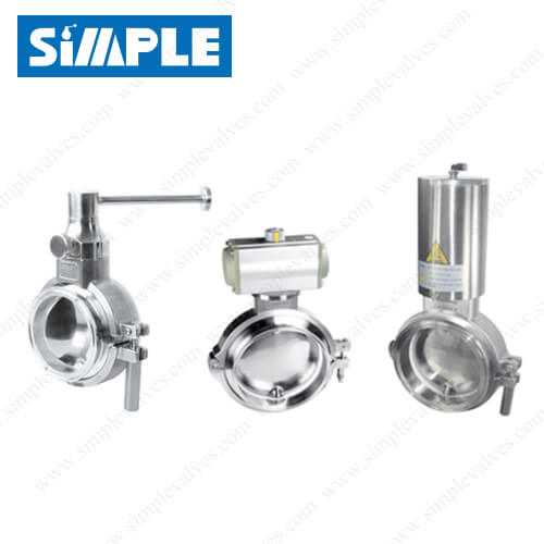 Sanitary Butterfly Valve for Powder, Manual or Pneumatic Operation